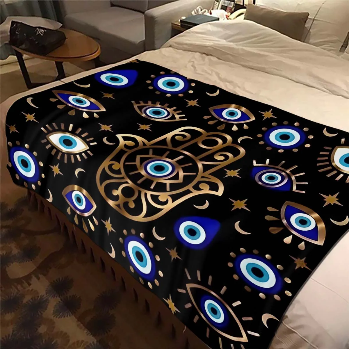 

Nazar Evil Eye Tree of Life Retro Soft Plush Blanket Flannel Blanket Living Room Bedroom Bed Sofa Picnic Set Exquisite Gift