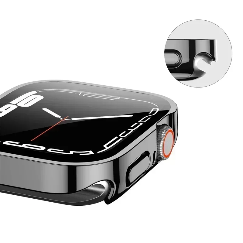 Displayschutzfolie für Apple Watch 10 Gehäuse 46 mm 42 mm 45 mm 44 mm 41 mm 40 mm 44 PC-Stoßstangenabdeckung aus gehärtetem Glas Serie 7 8 9 SE 6 5 4 – Detail 17