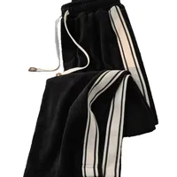 New 2025 Men's Casual Pants Loose Fit Spor Straight Leg Corduroy Workwear Casual Striped Trousers Spring Autumn Season