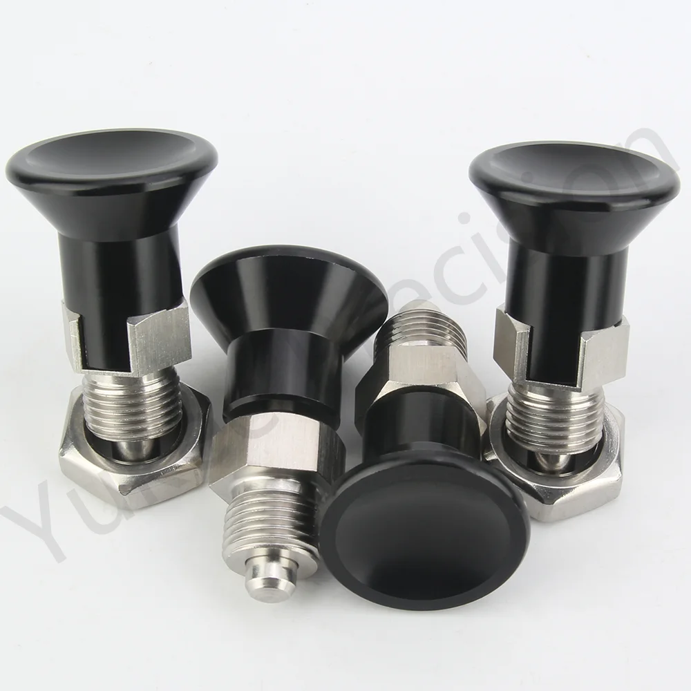 YK254 나사 M6, M8, M10, M12, M16, M20 알루미늄 손잡이, 스테인레스 스틸, 카본 스틸, 셀프 잠금, 너트 포함 인덱스 뚜러뻥 핀