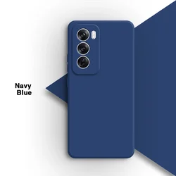 Camera Protection Liquid Silicone Phone Case with Soft Flocking Lining for OPPO Reno12 (China) (Navy Blue)