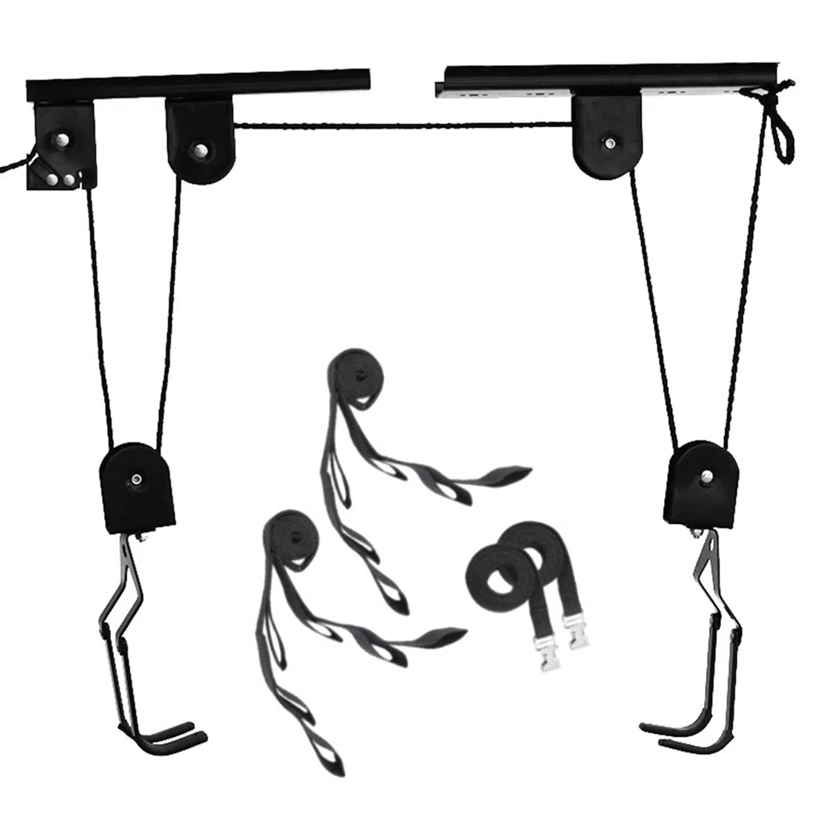 

Bicycle Hoist Garage Storage Bike Lift Pulley System with 60kg Bearing Overhead Bike Rack Heavy Duty Ceiling Bicycle Hanger