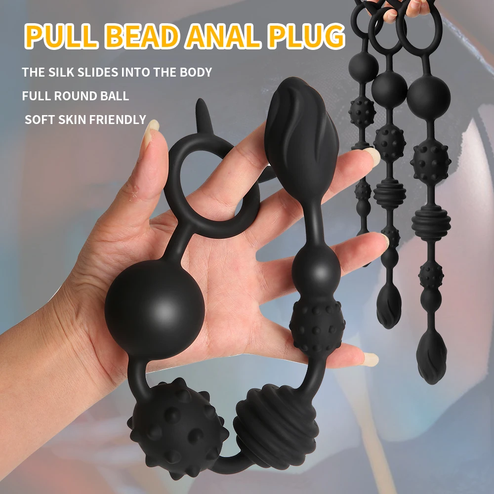 48cm Anal Beads Orgasm  Plug Play Pull Ring Ball Anal Stimulator Butt Beads Plug Sex Toys For Adult Men_voghion.com