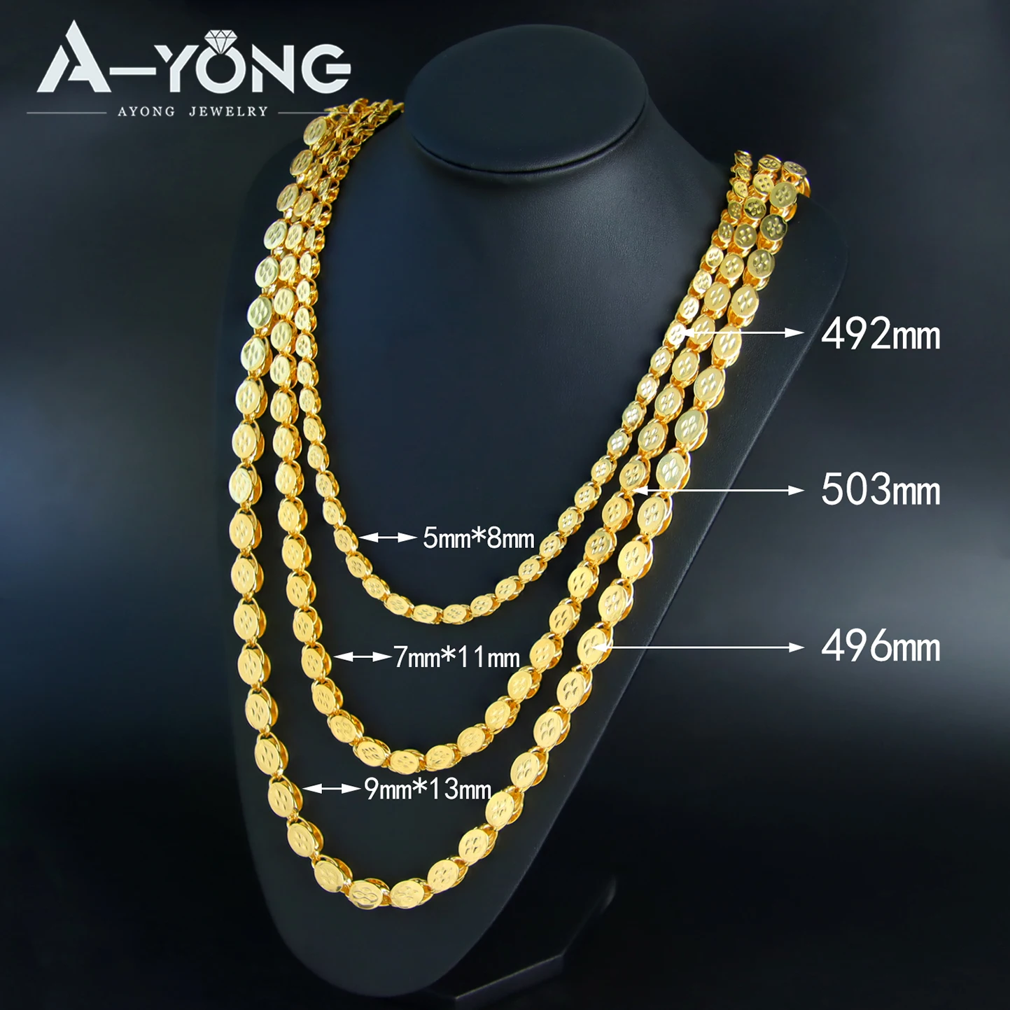 Luxury Arabic Wedding Long Necklace 50/100cm 24k Gold Plated Islamic Turkish Women Bridal Engagement Party Chic Jewelry 6