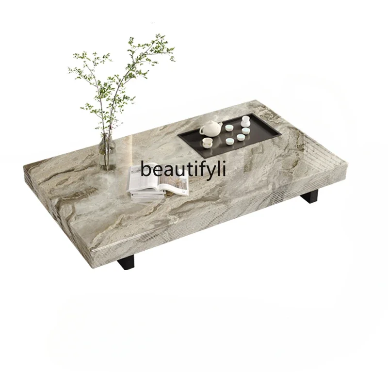 

Rectangular Marble Coffee Table Minimalist Italian Style Square Luxury Stone Suspension Tea Table Modern living room furniture