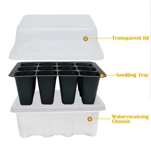 Plastic Nursery Pot 6/12 Holes Seed Grow Planter Box Greenhouse Seeding Garden Seed Pot Tray plant Seedling Tray With Lids 5