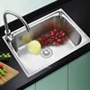 Stainless Steel Kitchen Sinks Wash Basin Thickened Washing Sink Single Sink Table Upper and Lower Basin Kitchen Accessories T 3