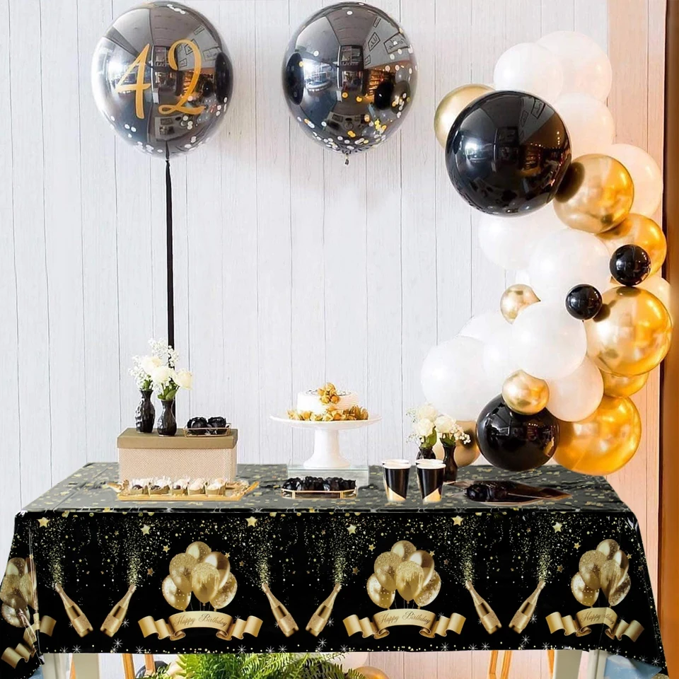 GoldRock 32-Delige 70e Verjaardagsdecoratie Set - Zwart-Goud Voor Mannen en Vrouwen - Ballonnen, Folieballonnen, Banner
