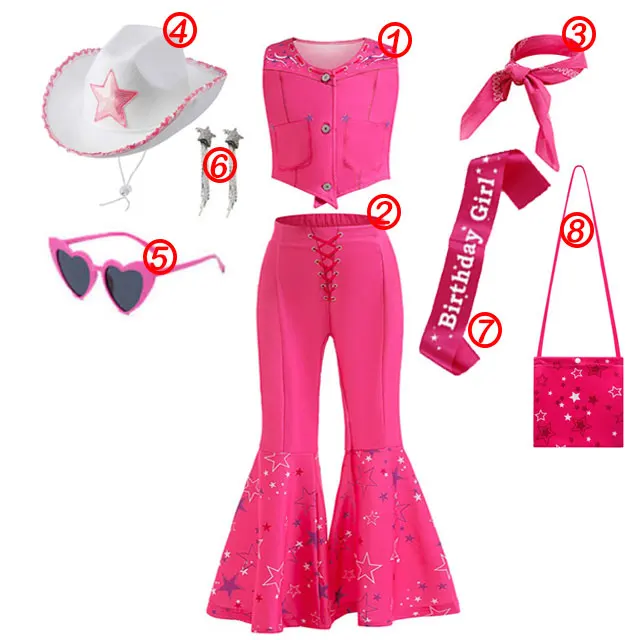 thumbnail image 1 of Disfraz de Barbi de Halloween para niñas, conjunto de ropa Punk de calle Rosa sin mangas con lazo para fiesta, vestido Vintage a cuadros, nuevas películas, 1 of 5