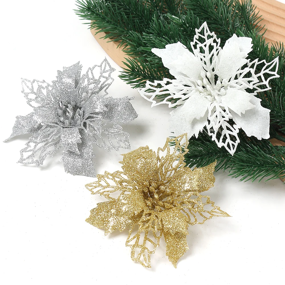 5/10 Stücke Weihnachtsdekoration 11 CM Künstliche Blumen Weihnachtsbaum Anhänger Ornamente Wohnkultur Navidad Neujahr 2025 Partyzubehör – Detail 4