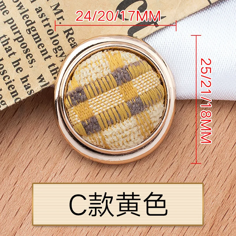 Neue Ankunft 17MM-25MM Gold Runde Tuch Metall Knöpfe Für Handarbeit Kleidung Frauen Mantel Anzug Strickjacke 6PCS Nähen Taste KD2029 – Detail 20