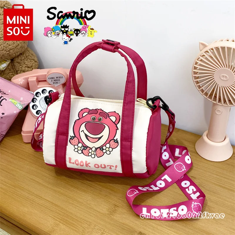MINISO 2024 New Women's Crossbody Bag Fashionable High Quality Girl Handbag Cartoon Personality Cute Girl Bucket Storage Bag