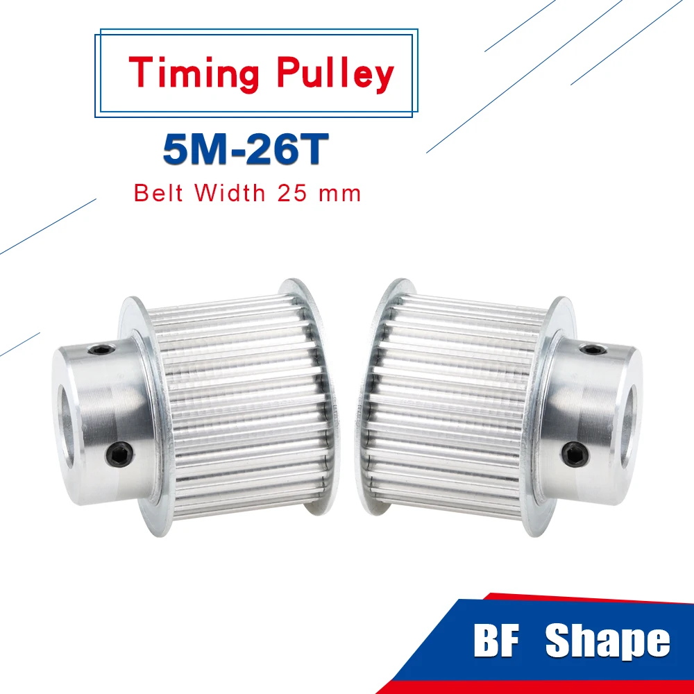 

Belt Pulley 5M-26T Bore 8/10/12/14/15/16/17/19/20 mm Alloy Pulley Wheel Circular Arc Tooth For 5M Rubber Belt Width 25 mm