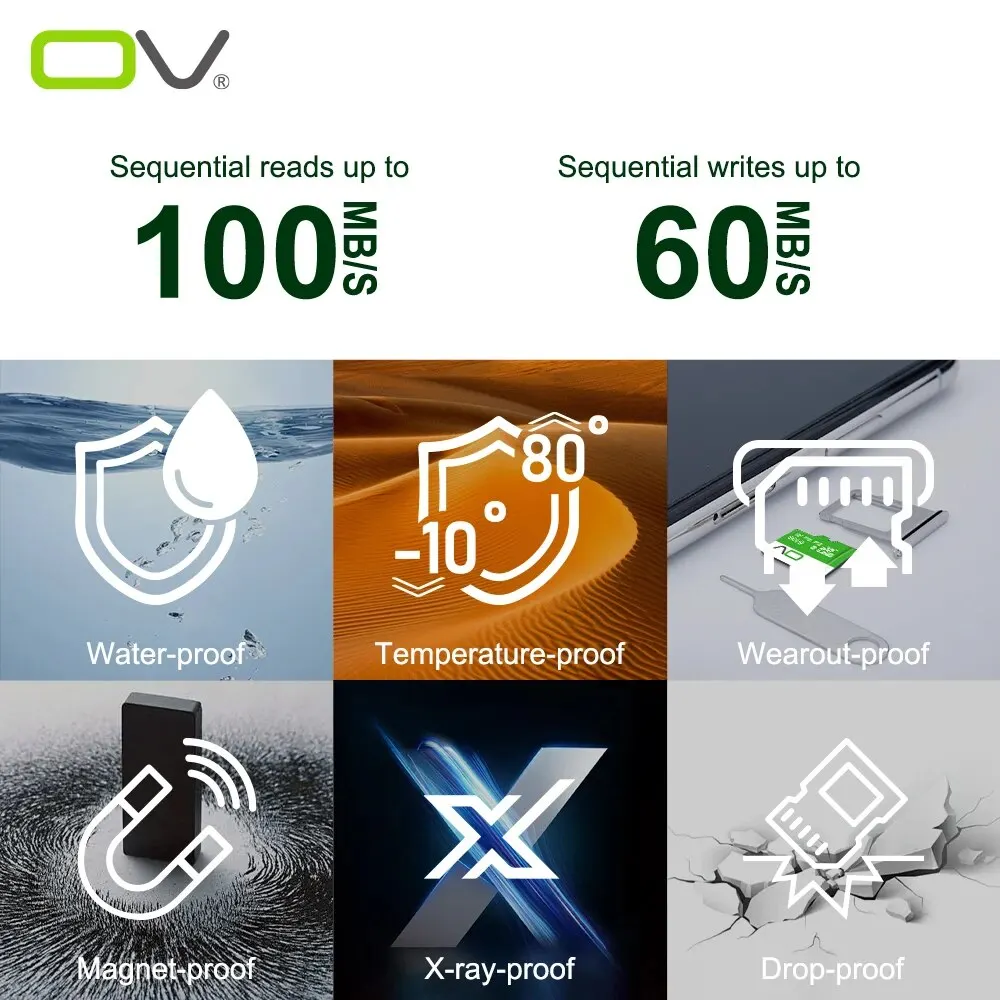 OV 오리지널 마이크로 SD XC 플래시 메모리 TF 카드 C10 V30 U3 고속 카드, 드론 카메라 선물용 4K 비디오 카드, 512GB, 256GB, 128GB, 64GB