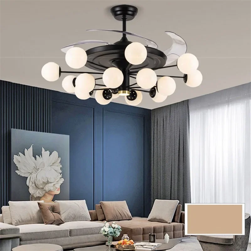 8M Modern Ceiling Fan Lights Big 52 Inch Lamps Remote Control Without Blade For Home Dining Room