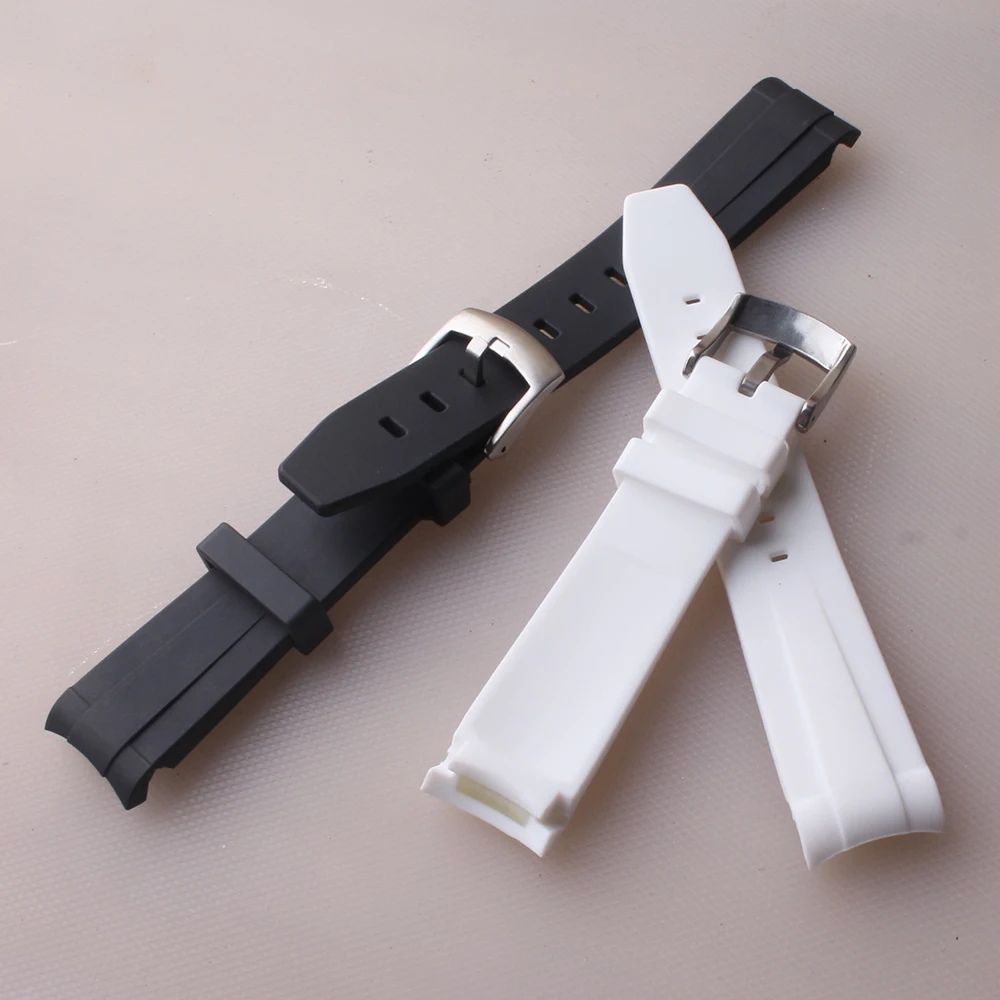 Cinturini In Gomma Siliconica Per Rolex Omega Moonswatch Tudor Seiko Cinturini Per Orologi Sportivi Impermeabili Da 20Mm Cinturino Curvo Nero Bianco