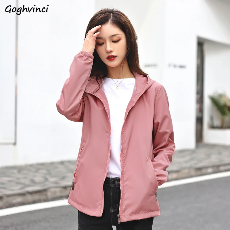 

Jackets Women Hooded Couples Solid Simply Long-sleeve Zipper Fly Pockets Fashion Casual All-match Summer Soft Thin Loose Popular