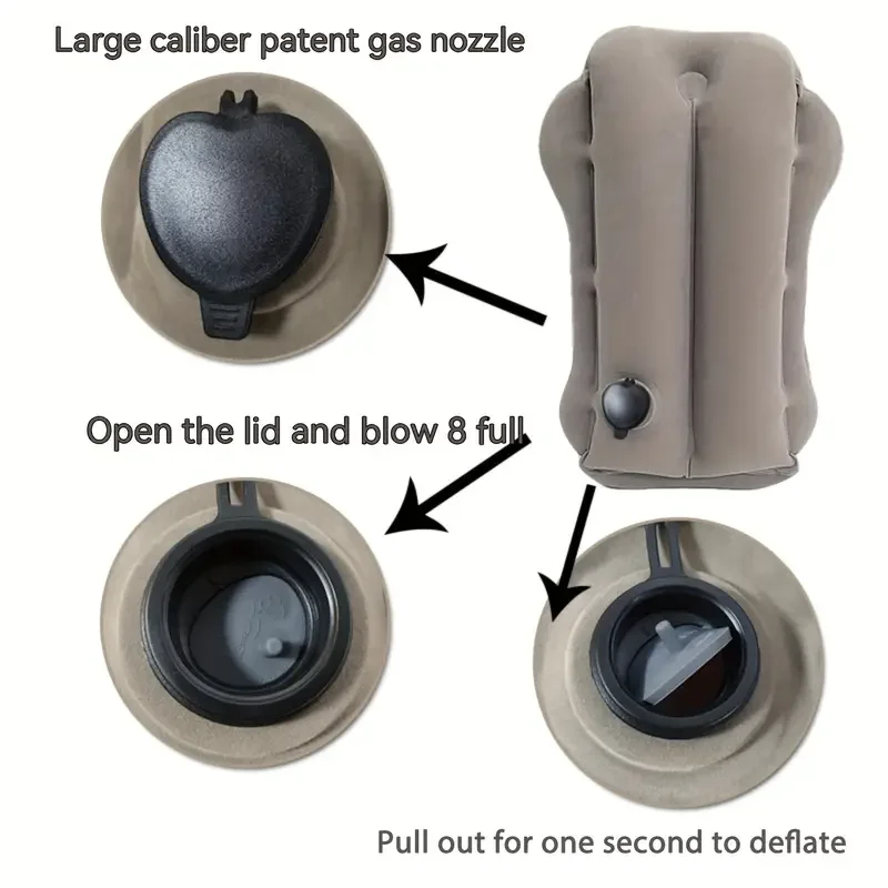 Lightweight and Portable Ergonomic Blue Inflatable Travel Pillow for Long Flights, High-Speed Trains, Office Naps, and Car Rest