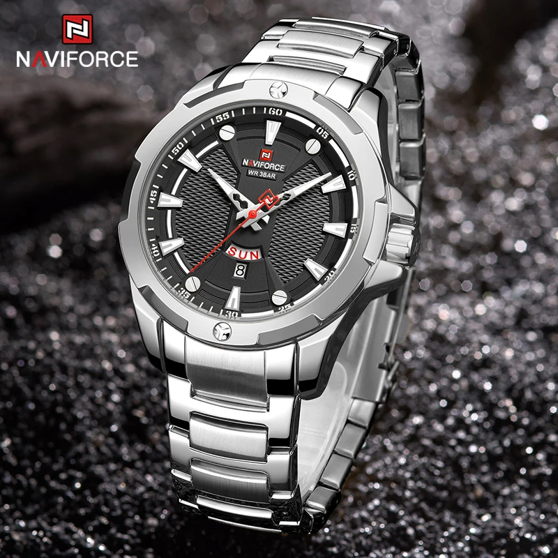 

Men's Watches NAVIFORCE Top Brand Fashion Business Stainless Steel Male Clock Man Waterproof Quartz WristWatch Relogio Masculino