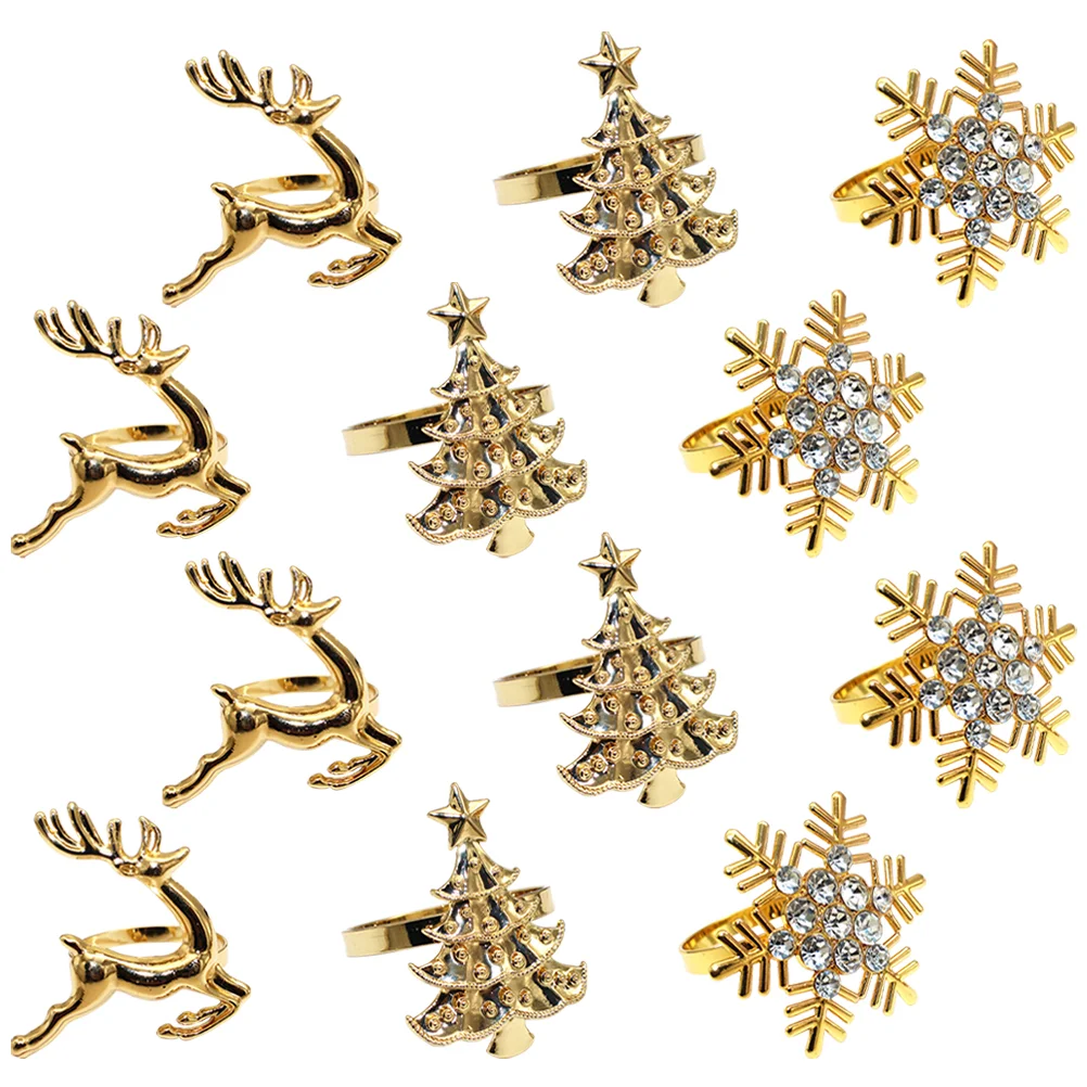 

Christmas Deer Tree Napkin Ring Delicate Rings Metal Dining Decors Birthday Decoration for Girl