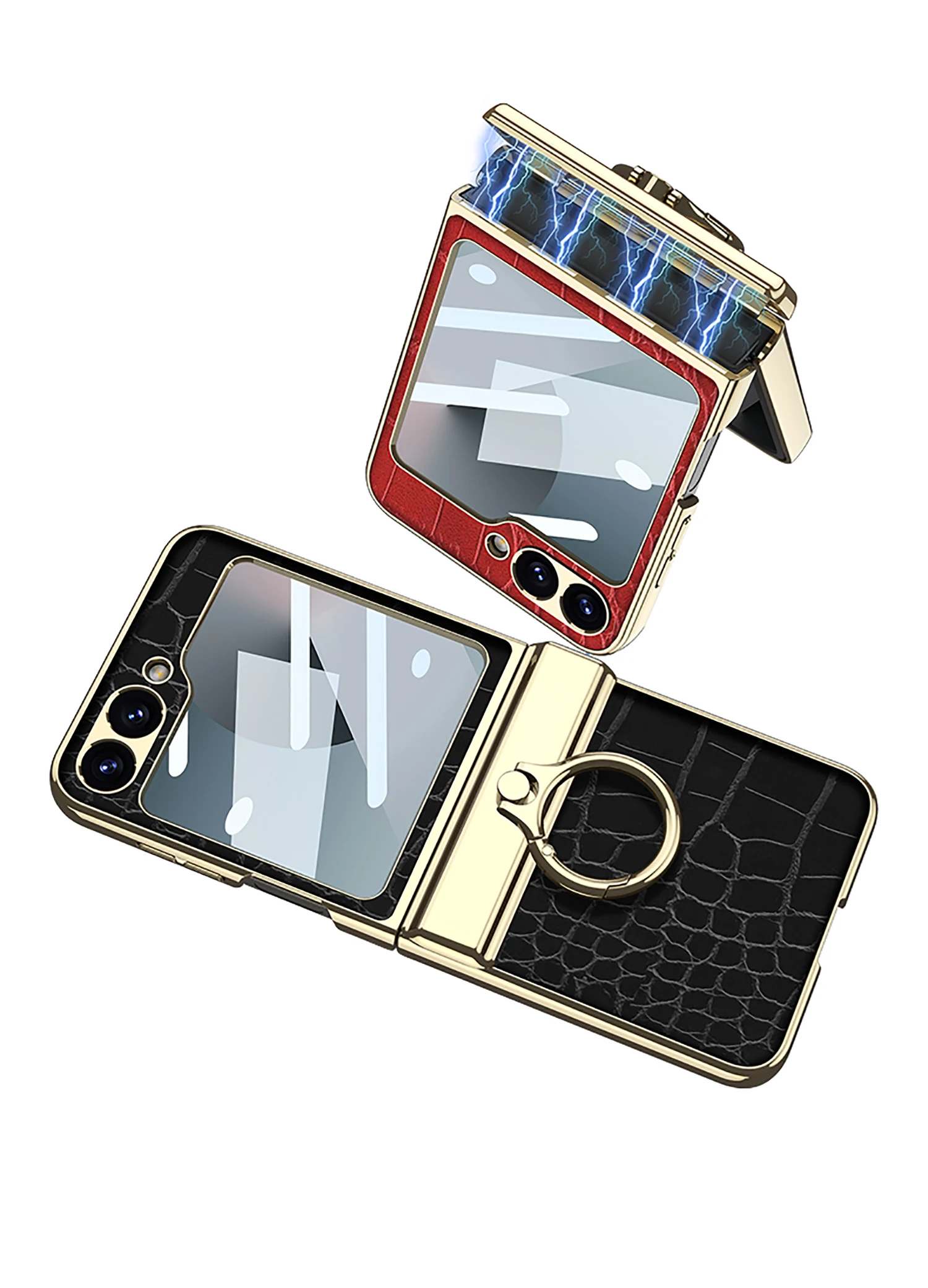 Luxury Plating Leather case for Samsung Galaxy Z Flip 6 magnetic all-included hi