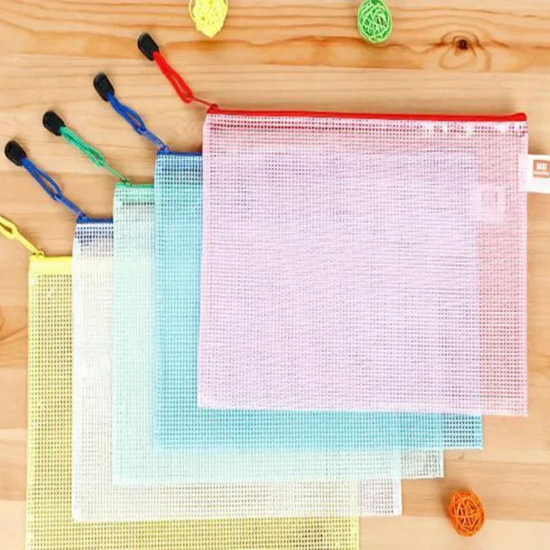 A4 Grid Transparent Document Organizer PVC Zipper Stationery School Handle Paper Pouch File Organizer A3/A4/A5/A6 Document Bag