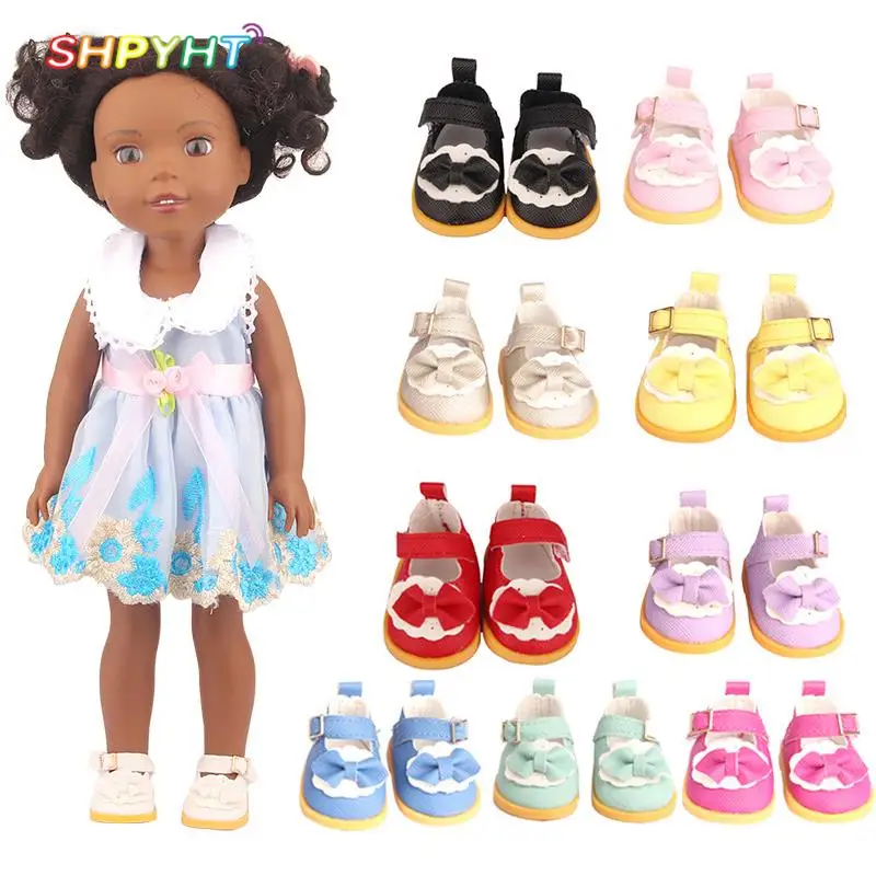 

1/6 Cute 5cm PU Leather Bow Doil Shoes Boots For 14 Inch American& EXO Doll 5cm Mini Shoes Accessories For 32-33 Russia DIY Doll