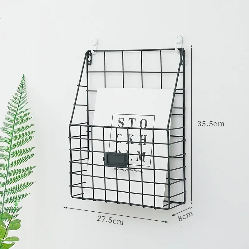 Iron Wall Hanging Bookshelf Storage Rack Magazine Rack Simple Living Room Book K03