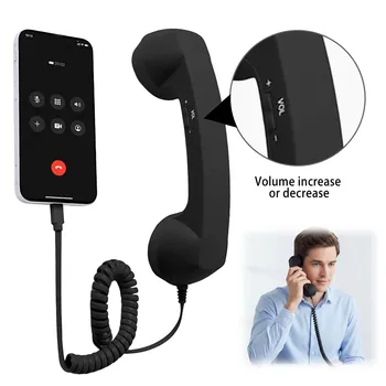 Auricolare per telefono retrò Tipo-C Set di testine telefoniche creative Cuffie per telefono vintage portatili per videoconferenze cellulari