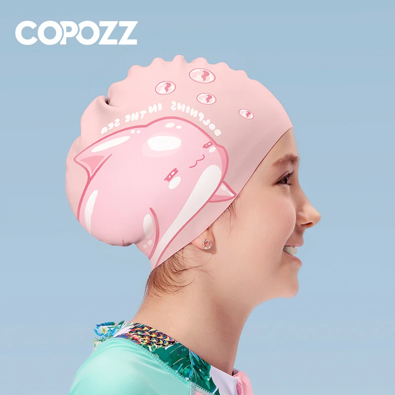 COPOZZ Cuffia da nuoto per capelli lunghi, in silicone
