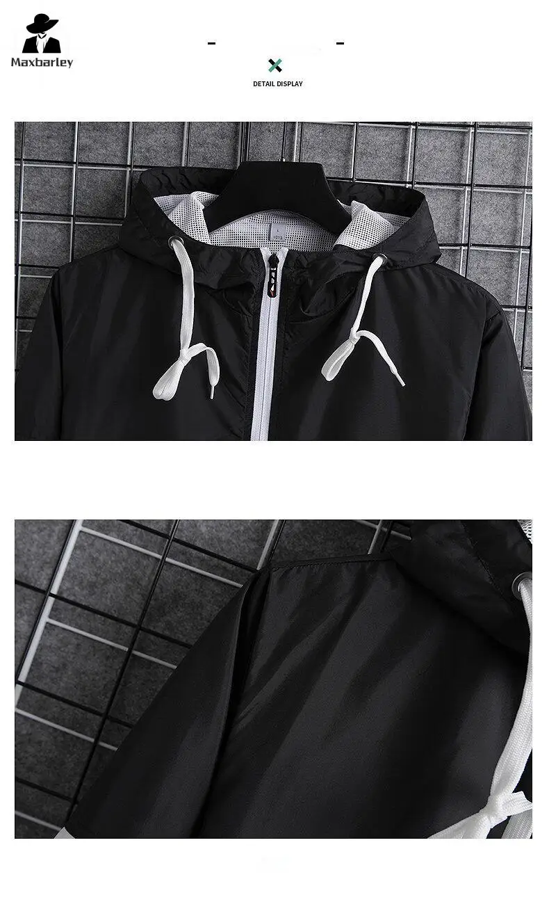 2024 Men's Skin Windbreaker New Autumn Fashion Outdoor Lightweight Hooded Sports Coat Casual Running Men's Sun Protection Jacket