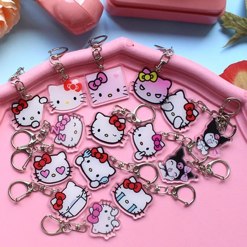 

Hello Kitty Sanrio Anime Acrylic Keychain Accessories Key Chain Pendant Cartoon Cosplay Chains Keyring Accessoried Gifts