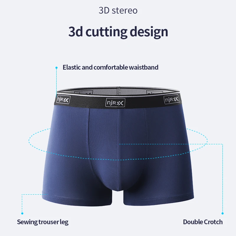 Nanjiren Men Underwear 3D Stereo Cropping Boxer Pure Cotton Solid Underpant Close Skin Breathable Soft Fashion 4pcs Male Panties