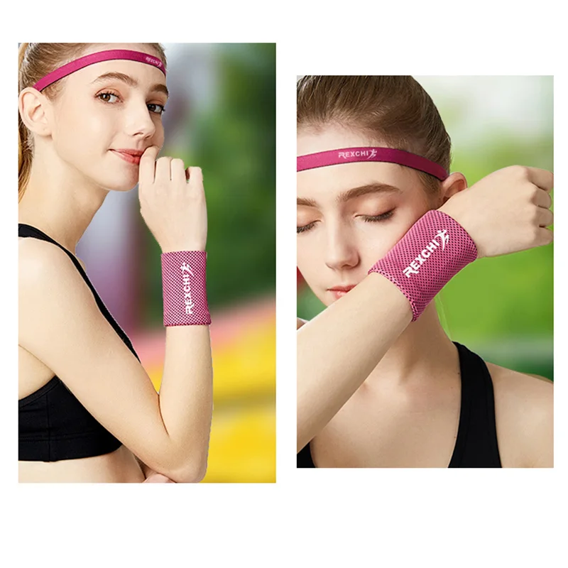 

Wrist Sports Wristband Quick-drying Cooling Solid Color SweatBand Adjustable Wrist Support Wristband For Fitness Running