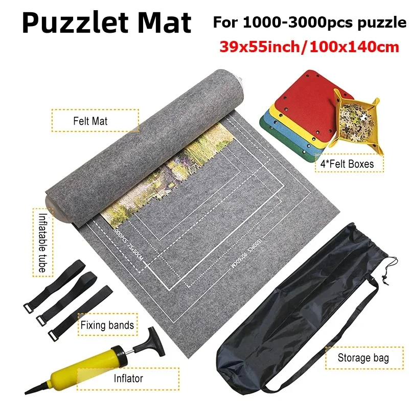 SUNGOOYUE Filz-Puzzle-Matte – Aufrollbare Unterlage Für Bis Zu 1500 Teile Mit Aufbewahrungstasche