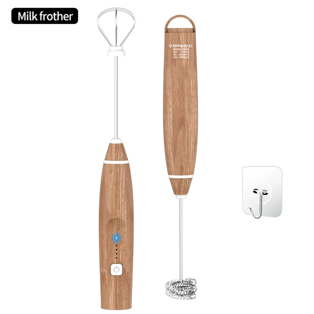 Milk Frother Handheld Electric Whisk Drink Mixer Foam Maker USB Rechargeable  Wall-Mounted Stand - AliExpress
