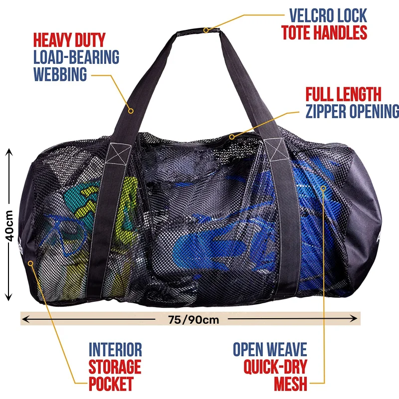 Mesh Dive Duffel Bag Scuba Diving and Snorkeling Gear Large Mesh Travel Duffle Outdoor Dry Bag Holds Mask Fin Snorkel & More waterproof dry bag diving storage bag diving mesh bag