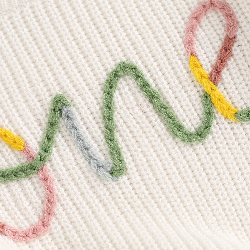 가을  소년 소녀 생일 스웨터 문자 자수 긴팔 니트 풀오버, 가을 겨울 옷