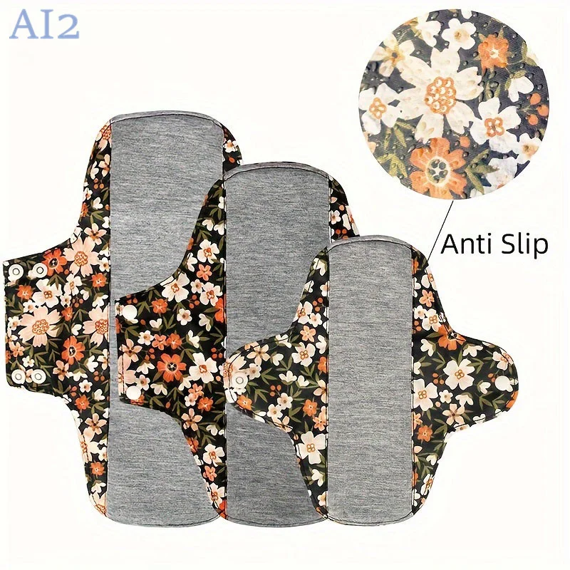 Anti-Slip Reusable Sanitary Pads 18CM 23CM 28CM Graphene Absorption Washable Panty Liners Women Soft Cloth Menstrual Pads 3PCS