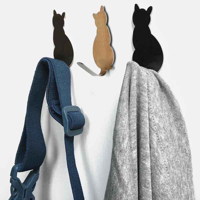 Description Picture 3 of item2pcs Cat Pattern Self Adhesive Hooks Storage Holder for Bathroom Kitchen Hanger Stick on Wall Hanging Door Clothes Towel Racks
