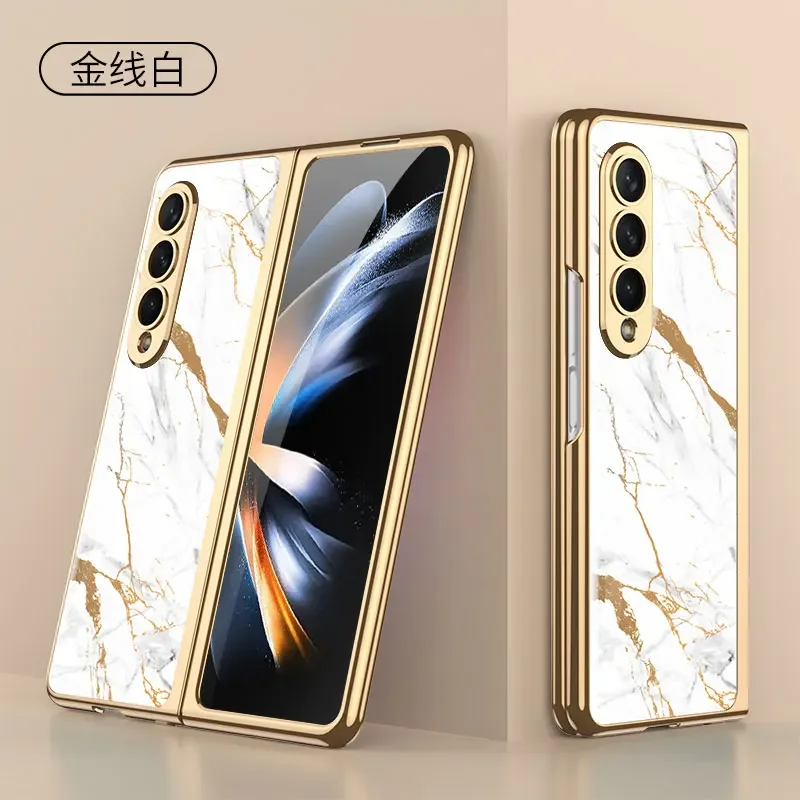 For Samsung Galaxy Z fold 3 case electroplated painted pattern tempered glass co