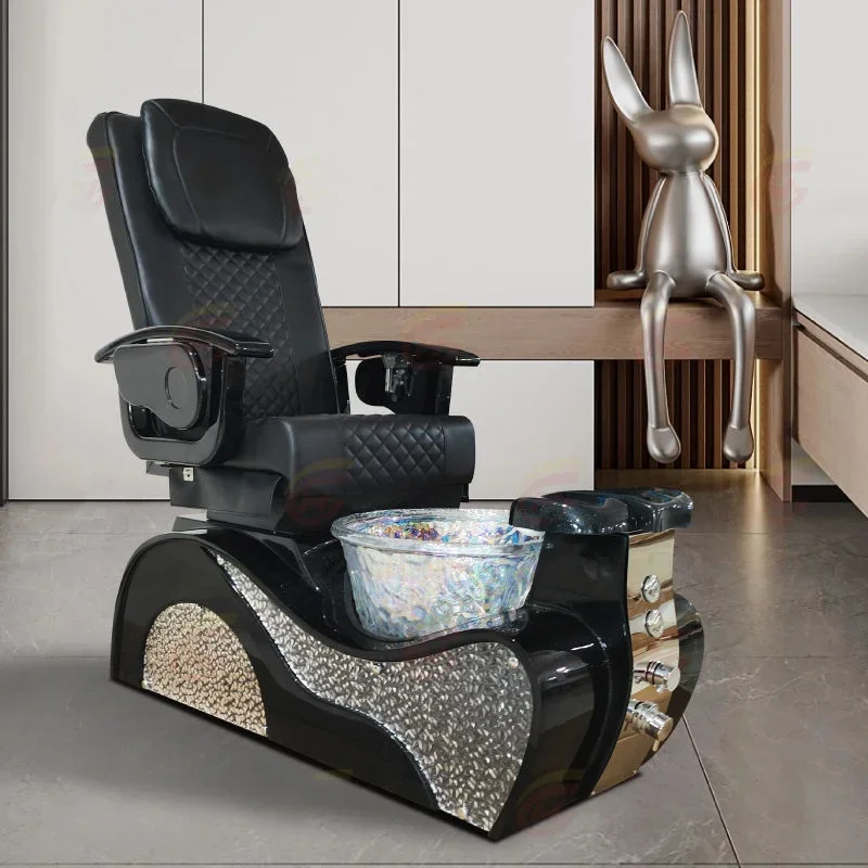 Luxury Black Spa Massage Chair Manicure Electric Throne Foot Bath Pedicure Chair Salon Furniture