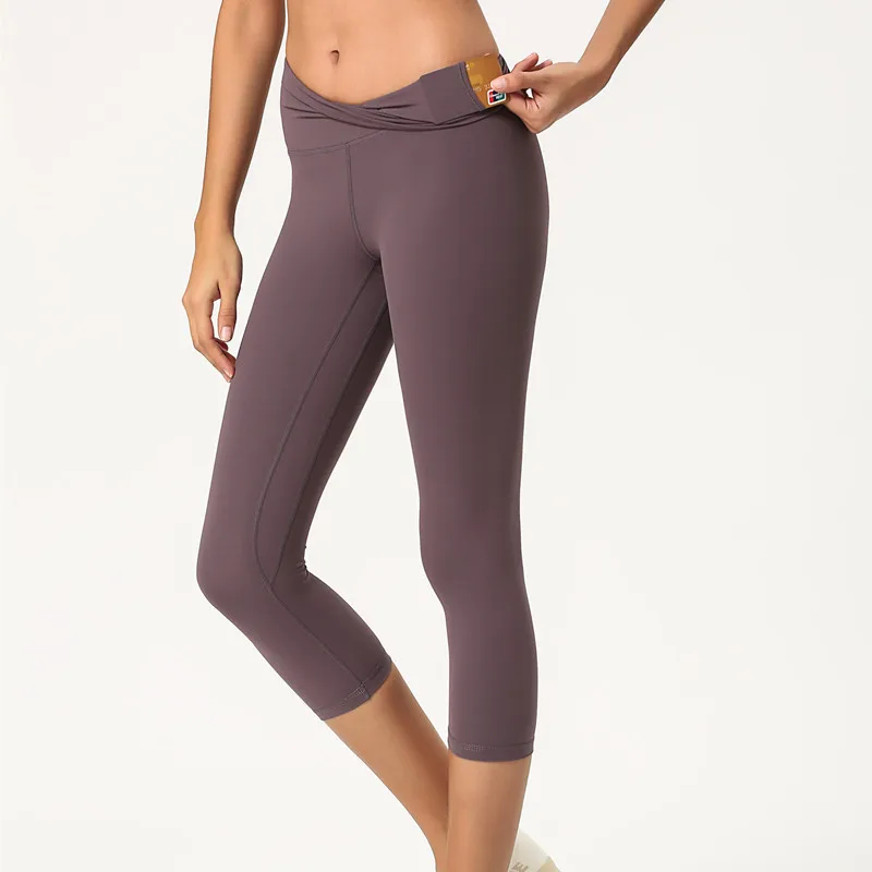 Women Calf-length Yoga Leggings Knee Length Sports Pants Active Wear Cycling Shorts Breathable Fitness Gym Outdoor Train Tights