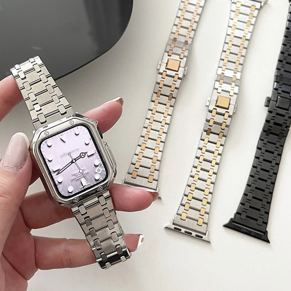 

Luxury AP Strap For Apple Watch 8 Ultra 49mm 7 45mm 41mm watchband For iWatch 6 SE 44mm 40mm Band Stainless Steel Soild Bracelet