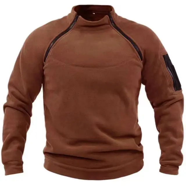 Mock Neck Military Sweatshirt Fleece Jackets Men's Cargo Tactical Pullover Hiking Camping Climbing Trekking Windproof Jackets 6