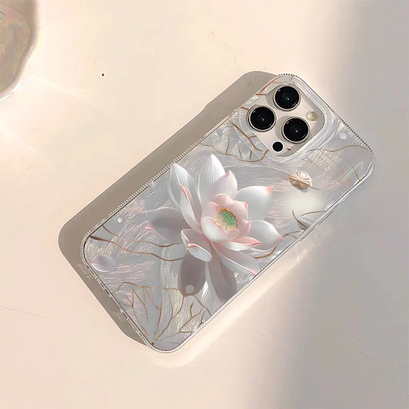 Shiny Pink Lotus Flowers Pattern Phone Case