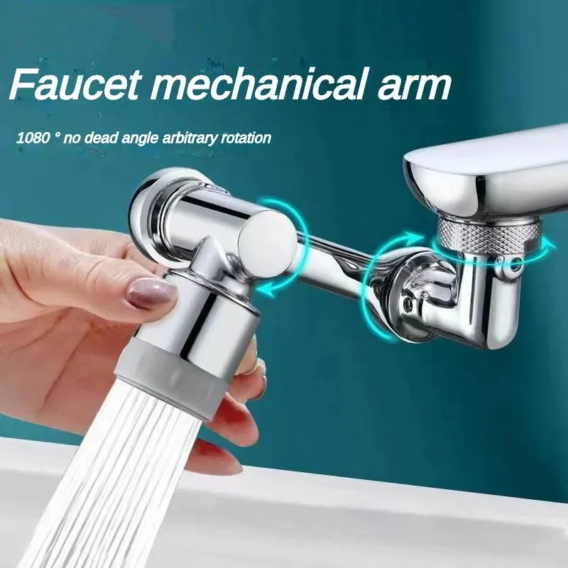 Universal 1080° Rotatable Faucet Aerator Extender Plastic Splash Filter Faucets Bubbler Nozzle Robotic Arm For Kitchen Bathroom