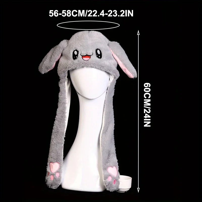 Women's Cute Beanies Hat Animal Rabbit Ears Glowing Moving Short Plush Warm Skullies Cap Autumn Winter Outdoor Travel Casual Hat 6