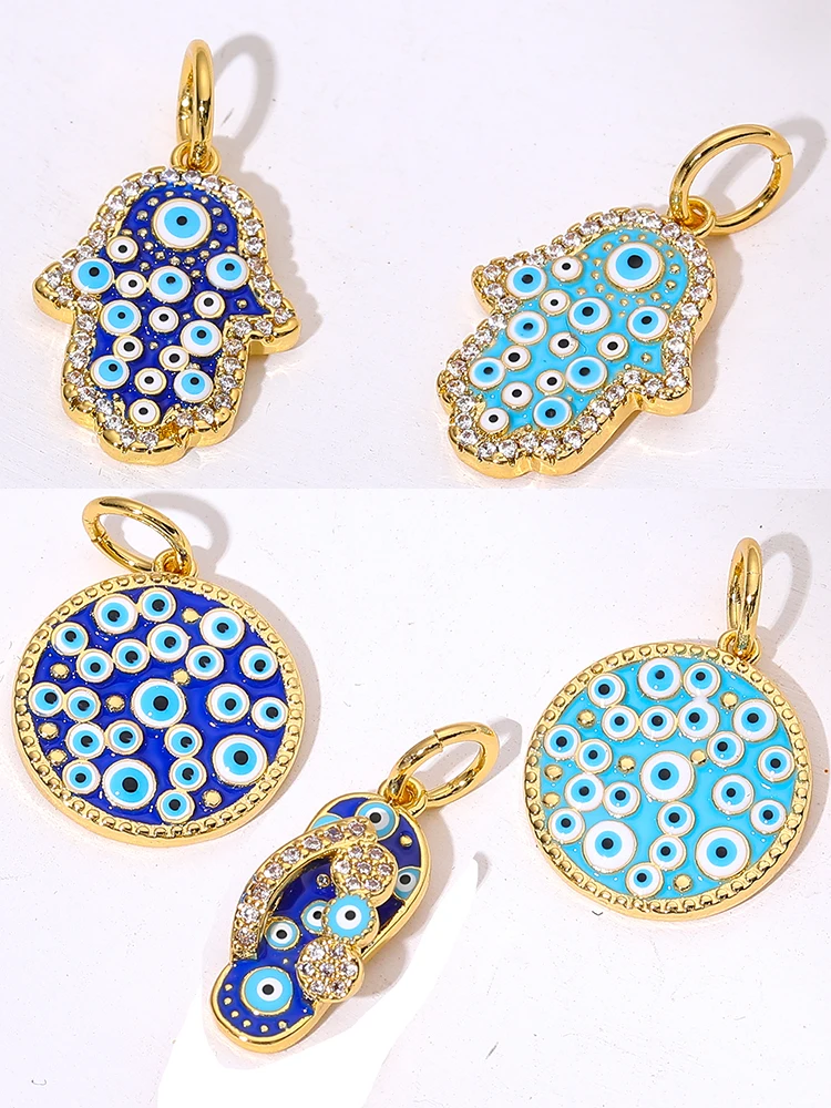 Juya DIY 18K echtes Gold vergoldet Handwerk Schmetterling Liebe Herz Mond Stern böser Blick Zitrone Eule Bär Emaille Charms Anhänger Zubehör – Detail 1
