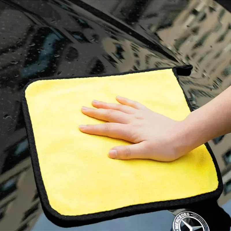 1/2/3/4/5PCS 자동차 세차 타월 청소용 천 흡수성 건조 천 다용도 마이크로파이버 타월 두꺼운 노란색 30*30/40/60cm